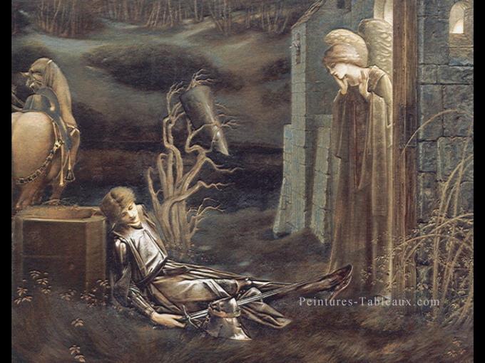 Le rêve de Launcelot à la chapelle de la préraphaélite de San Graal Sir Edward Burne Jones Peintures à l'huile